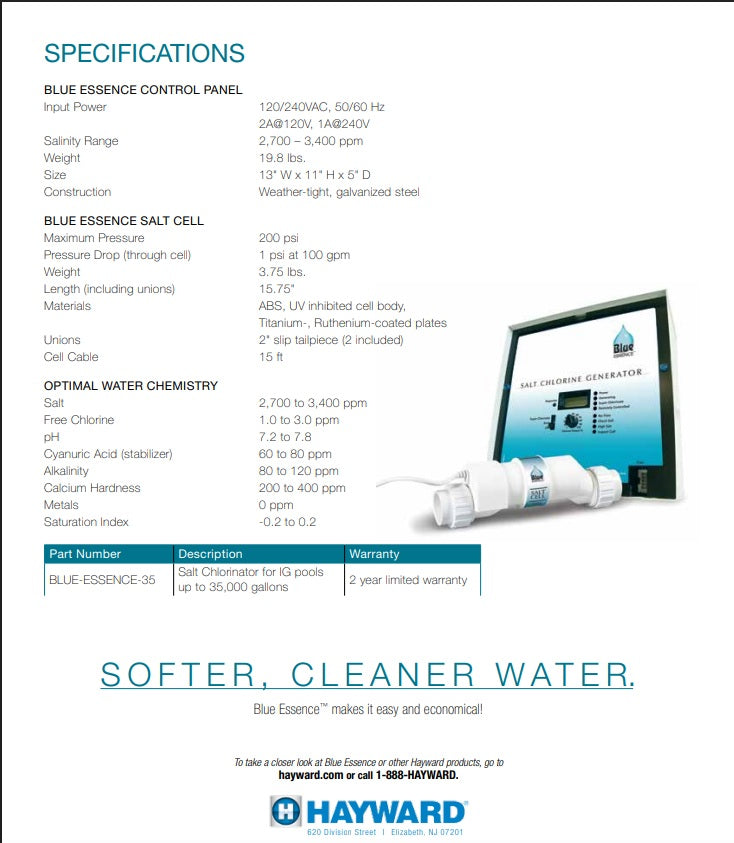 Hayward HAY-45-0035 Salt System Control Panel & Cell for 35K Gallon Pools