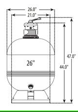 Waterway FS02629 26" Pool Sand Filter – 300 LB In-Ground System